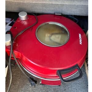 Kalorik Hot Stone Pizza PZM43618 Red Electric 12” Round Handled Indoor Oven